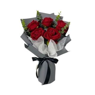 Ramo De 6 Rosas Rosas Arregladas Con Envoltorio