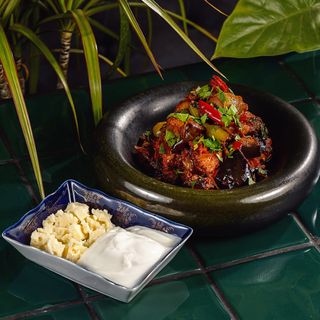 Adjapsandali with Sour Cream and Guda Cheese