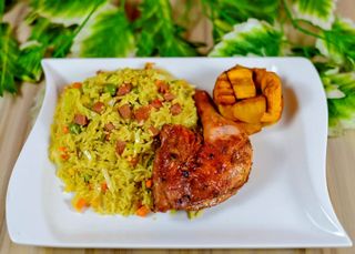  Fried rice +oven grill chicken+plantain 