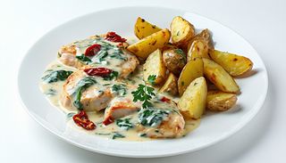 Piept de pui toscana cu cartofi copți