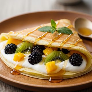Crêpes vegana dolce con topping di frutta
