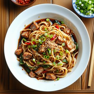 Makaron chiński z wieprzowiną