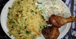 FRIED RICE X SAUCED CHICKEN X COLESLAW /PLANTAIN 