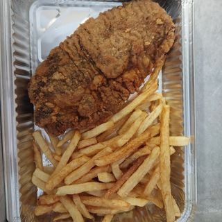 Cachopo de cecina con patatas