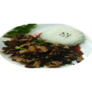 Arroz Blanco Con Verdura Salada Y Carne