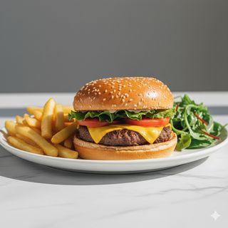 Hamburger in piatto con contorno