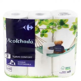 Papel Higiénico Acolchado Carrefour 9 Rollos.