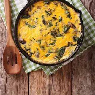 omelette aux champignons et épinards