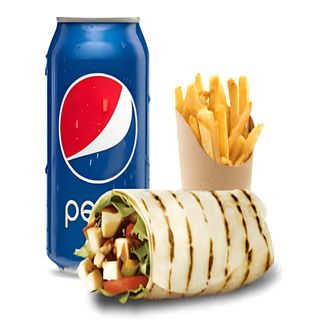 Doner Tortilla Mega Z Serem, Fries plus 0.33l Pepsi