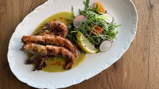 Лангустини гриль з соусом Він Блан (350г)