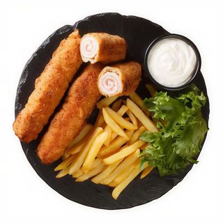 Flamenquín Con Patatas Y Ensalada
