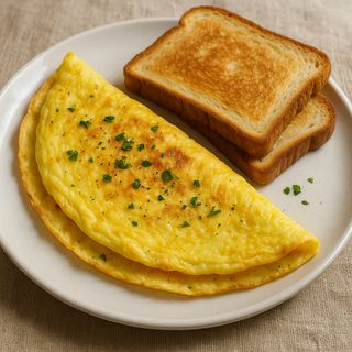 Omelette classica con pane tostato