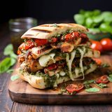 Open Chicken pesto sandwich