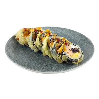 Futomaki w tempurze z pieczonym łososiem teriyaki i awokado