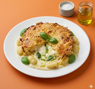 Gnocchi ai formaggi in crosta di parmigiano