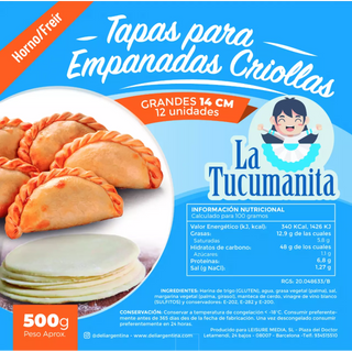 Pack 5ud. Tapas de empanadas criollas  La Tucumanita 14 cm(4080)