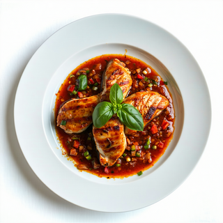 Pollo con salsa picante