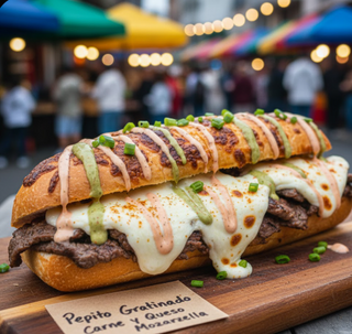 Pepito Gratinado De Carne Y Mozzarella