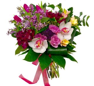 Buchet orhidee si flori colorate 