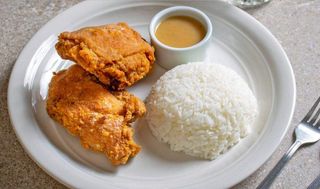 Fried chicken And  ugali/ rice