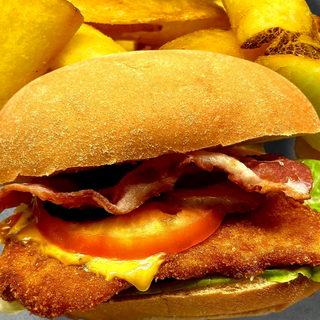 Chicken pork con patatine fritte