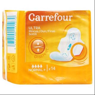 Compresa Ultra Finas Normal con Alas Carrefour 14 Ud.