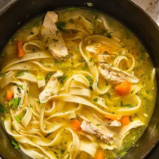 Clear Chicken Soup With Noodles
