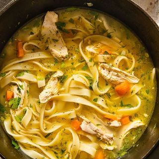 Clear Chicken Soup With Noodles