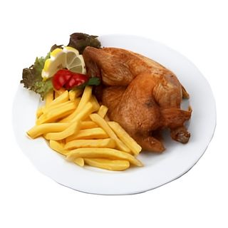 Demi Poulet Grillé Avec Frite
