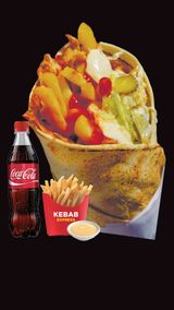 Combo kebab arab pui + cartofi pai + sos + Coca Cola 0,5