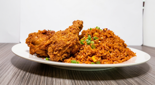 Value Meal: K-jollof rice & Breaded Chicken