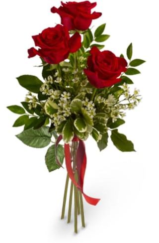 3 Rose rosse lunghe confezione regalo elegante