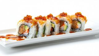10. Uramaki tempura di ombrina e salsa messicana