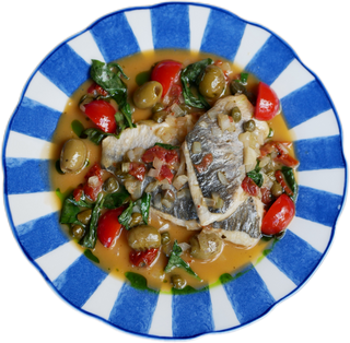 ФІЛЕ ДОРАДО ПО СИЦИЛІЙСЬКИ З КАПЕРСАМИ, ОЛИВКАМИ ТА ТОМАТАМИ (250g)