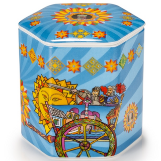 Medite lumanare reciepient portelan cu capac hex 10.5cm