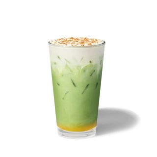 Apple Crumble Iced Matcha Latte
