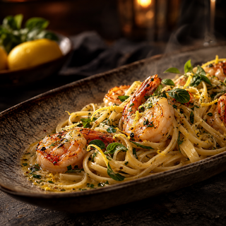 Linguine al Limón y Gambas 450°