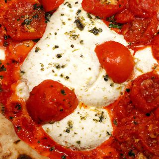 Pizza rossa stracciatella e pomodorini secchi siciliani