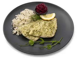 Dorsz na parze z ryżem Тріска на пару з рисом (370g)
