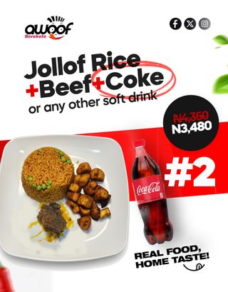 Jollof rice + Beef + Drink