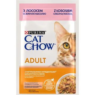 CAT CHOW ADULT. З лососем та зеленою квасолею в желе 85 гр