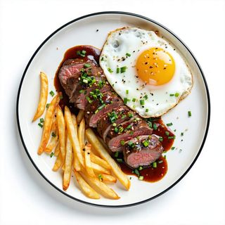 Lomo Adobado Con Patatas Y Huevo