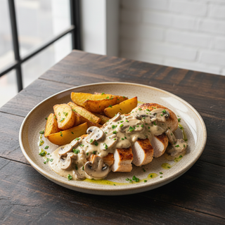 Piept de pui cu ciuperci şi smântână