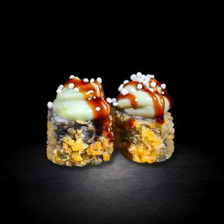 164. Maki De Salmó Fregit guacamole,salsa de anguila I masago(8 Uds.)