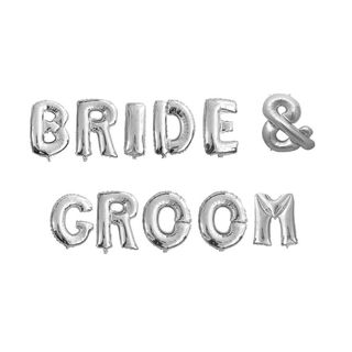 Set Baloane Litere Bride & Groom Argintiu