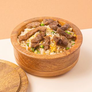 Arroz Blanco Con Ternera, Salsa De Ostras Y Verduras