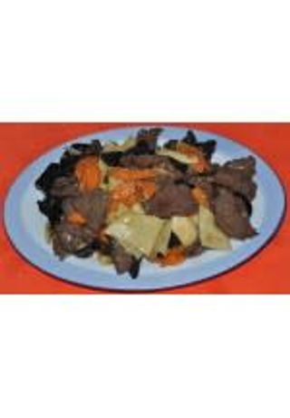 129. Телешко с бамбук и китайски гъби (600г)