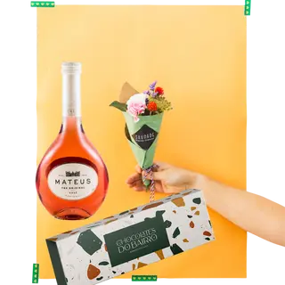 PACK CONE + VINHO ROSÉ + CHOCOLATE