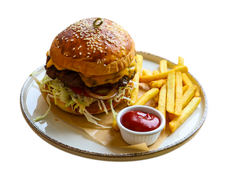 Бургер классический с картофелем фри  