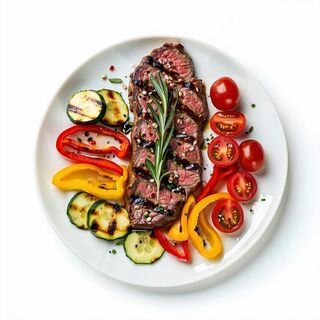 251. Manzo alla piastra manzo con verdure alla piastra